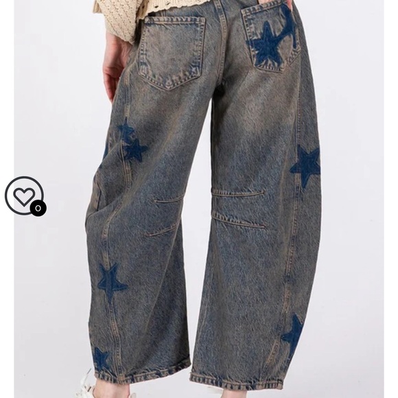 NWT! SAGE + FIG Star Wide Leg Barrel Mid Rise Women’s Jeans with Pockets Size L - Picture 2 of 12